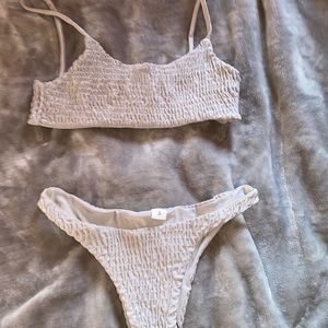 Ribbed/smocked gray bikini